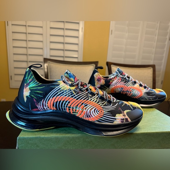 New Authentic Gucci GG Logo Floral Run Sneaker Shoes Size UK 11 / US 11.5 - Picture 4 of 16